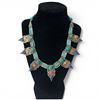 Image 1 : Tibetan Design Handmade Necklace with Turquoise and Coral Stones 17" Long  - Stamped .925
