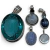 Image 1 : 5 Sterling Silver & Crystal Pendants - Largest pendant is 33 x 42 mm * Total weight: 85 grams