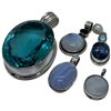 Image 2 : 5 Sterling Silver & Crystal Pendants - Largest pendant is 33 x 42 mm * Total weight: 85 grams