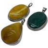 Image 2 : 3 Sterling Silver Pendants (Malachite and Amber Resin) * Largest Pendant is 39 x 50 mm * Total weigh
