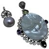 Image 2 : 2 Sterling Silver Pendants (Abalone, Faux Pearl, Abalone & Crystal) * Largest Pendant is 60 x 83 mm 