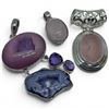 Image 1 : 3 Sterling Silver Gemstone Pendants - Druzy, Rose Quartz & Amethyst Crystal * Largest Pendant is 58 
