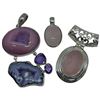 Image 2 : 3 Sterling Silver Gemstone Pendants - Druzy, Rose Quartz & Amethyst Crystal * Largest Pendant is 58 