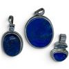Image 1 : 3 Sterling Silver Lapis & Crystal Pendants - Largest pendant is 35 x 43 mm - Total weight: 51 grams