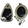 Image 2 : 2 Sterling Silver Abalone & Crystal Statement Pendants - Largest pendant is 45 x 75mm - Total weight