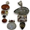Image 1 : 3 Sterling Silver Natural Gemstone & Crystal Pendants * Largest Pendant is 68 x 48mm * Total weight: