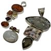 Image 2 : 3 Sterling Silver Natural Gemstone & Crystal Pendants * Largest Pendant is 68 x 48mm * Total weight: