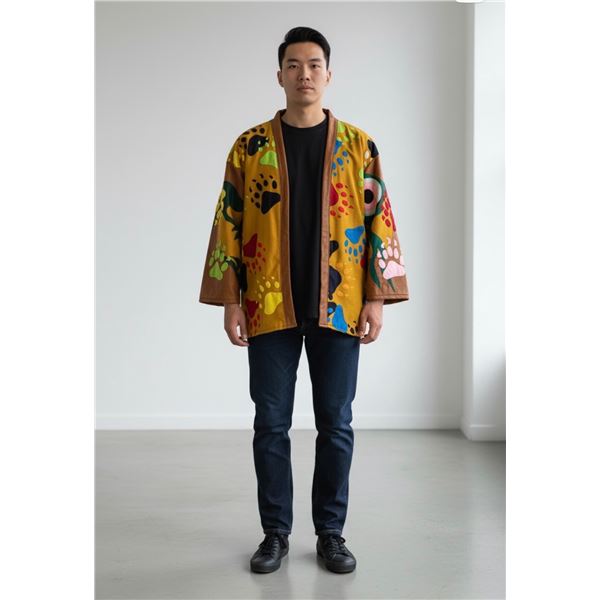 Original Paul Johnny Wearable Art Jacket -  Hand Stitched Flannel with COA (raglan sleeve) Canadian 