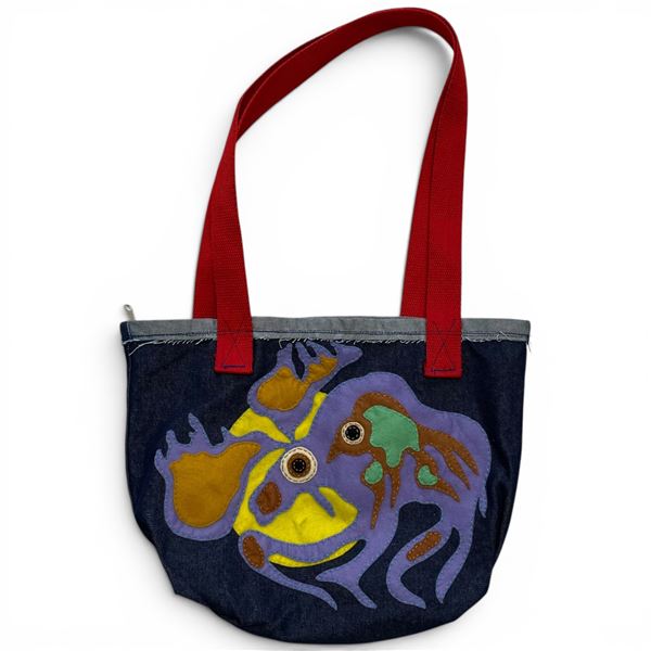 Original Paul Johnny Wearable Art Tote Bag - Hand Stitched Flannel & Denim with COA- First Nations D