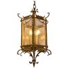Image 2 : Vintage Hollywood Regency Style Hanging Electric Candle Lamp with Etched Glass - 22" x 12" diameter