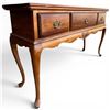 Image 2 : Queen Anne Style 3-Drawer Console with Ornate Brass Pulls and Scalloped Skirt (17" x 53" x 30" tall)