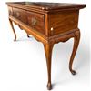 Image 3 : Queen Anne Style 3-Drawer Console with Ornate Brass Pulls and Scalloped Skirt (17" x 53" x 30" tall)