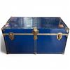 Image 1 : Vintage Blue Metal Clad Truck with Brass Hardware (17" X 34" X 18" Tall)