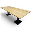 Image 1 : 10 Seat Pine Table with Industrial Dual Black Metal Base - One continuous top (42" wide x 100" long)