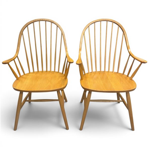 Pair of Pine Windsor Back Chairs