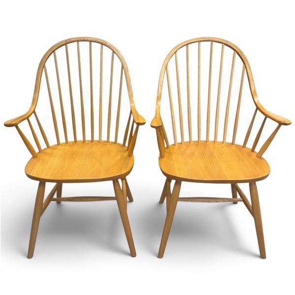 Pair of Pine Windsor Back Chairs