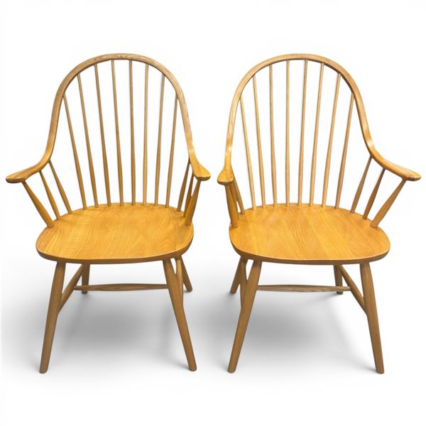 Pair of Pine Windsor Back Chairs