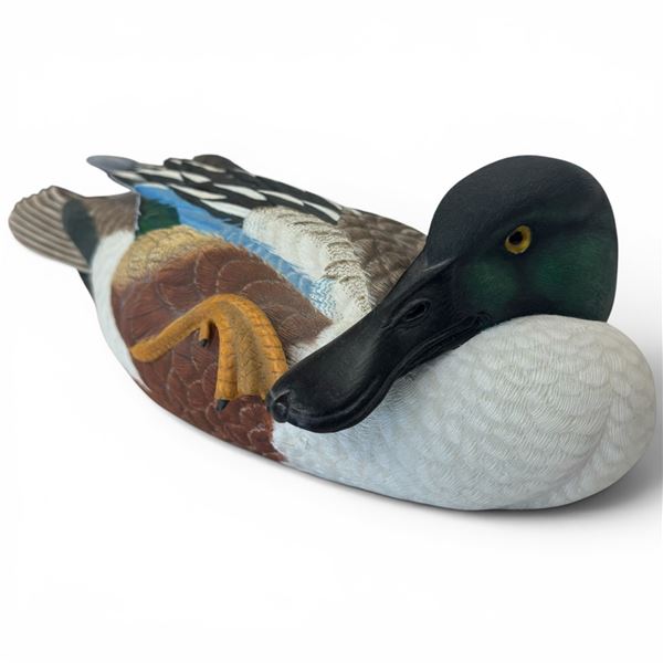 1997 Rusty Rutherford "Shoveler Duck" Hand Carved & Painted Decorative Decoy - Signed by Artist