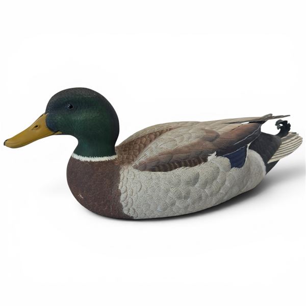 1990 Rusty Rutherford "Mallard Drake" Hand Carved & Painted Decorative Decoy - Signed by Artist