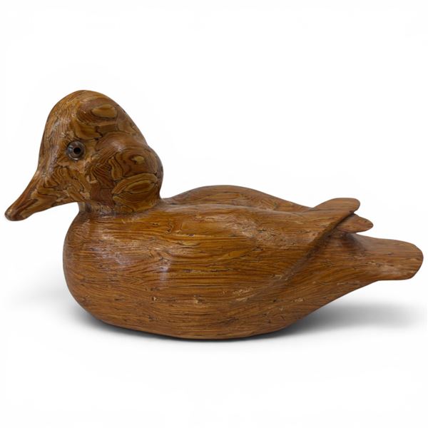 1987 Carved Wood "Bufflehead Duck" Decorative Decoy - Signed Laughton