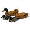 Image 1 : Flock of 4 Carved Wood Decorative Ducks - 2 are signed Island Decoys