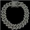 Image 1 : New Platinum Plated Iced Out 8"  Cuban Link CZ Bracelet - 14mm wide