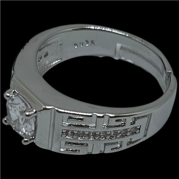 New Sterling Silver 1.0 CT Moissanite Lab Diamond Ring with White Gold Overlay - Size 9