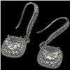 Image 1 : New Platinum Plated 1.6 CTW CZ Halo Earrings on Shepard Hooks  - 0.8 CTW Each