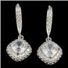 Image 2 : New Platinum Plated 1.6 CTW CZ Halo Earrings on Shepard Hooks  - 0.8 CTW Each