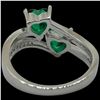 Image 2 : New Platinum Plated 1.0 CTW Double Heart Green CZ Diamond Ring with Channel Set CZ Band - Size 7