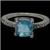 Image 1 : New Platinum Plated 1.5 CT Blue CZ Ring with Clear Channel Set CZ Band - Size 7