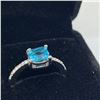 Image 3 : New Platinum Plated 1.5 CT Blue CZ Ring with Clear Channel Set CZ Band - Size 7