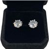 Image 4 : New Platinum Plated 4 CTW CZ Snowflake Stud Earrings  - 2 CTW Each