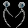 Image 1 : New Platinum Plated Marquise Cut Blue & Clear CZ Dangle Earrings -  50mm long