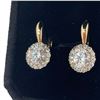 Image 5 : New 18KT Gold Plated 2 CTW CZ Halo Earrings - Lever Back (1 CTW each)