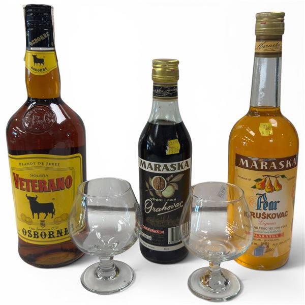 Osborne Brandy 1L 36% + Orahovac 500ml 28% + Kruskovac 750ml 28% - Spanish & Balkan Spirits