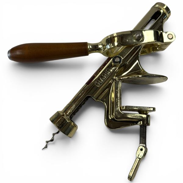 Vintage Rapid Brand Schwabenland Zürich Swiss Made Solid Brass Table Mounted Cork Screw
