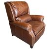 Image 3 : Overstuffed Brown Leather Recliner with Brass Nailhead Accents