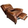 Image 4 : Overstuffed Brown Leather Recliner with Brass Nailhead Accents