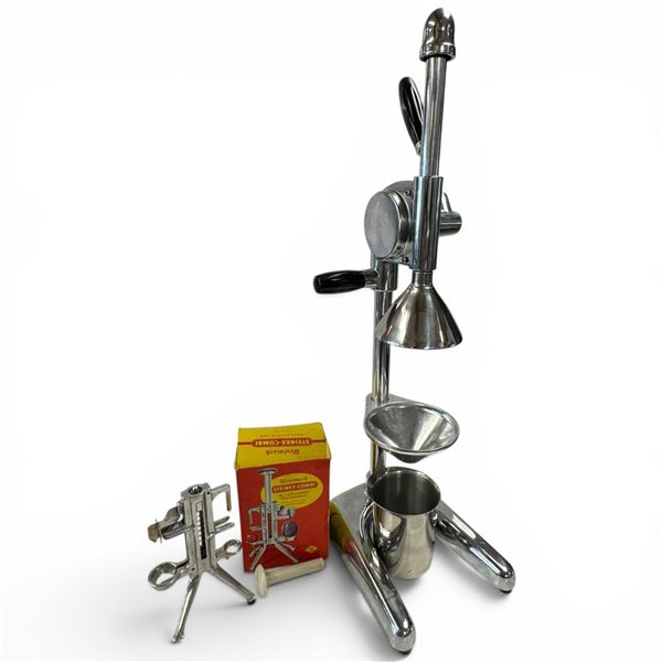 Manual Citrus Press & Vintage Westmark "Steinex-Combi" Fruit Pitter