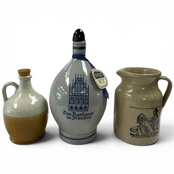 Three Vintage Stoneware Jugs - German & American Examples