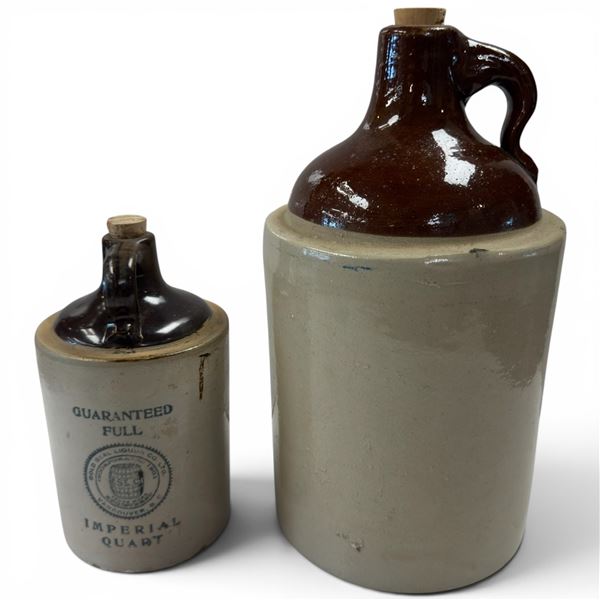 Early 20th Century Canadian Stoneware Liquor Jugs Gold Seal Liquor Co. Ltd., Vancouver B.c. Lot of 2