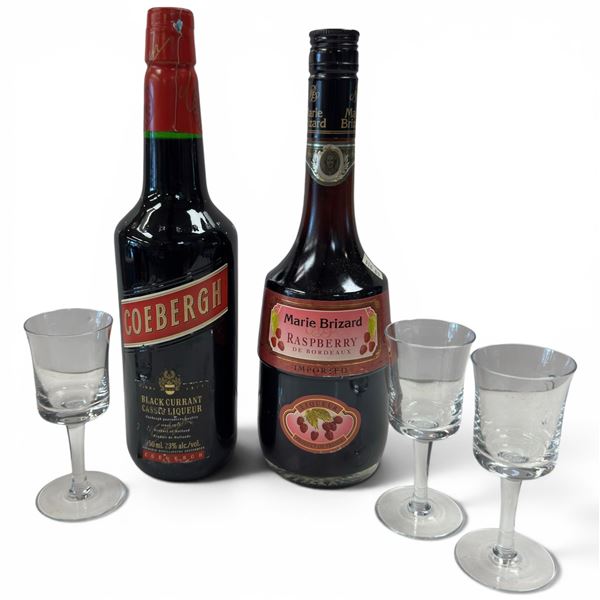 MB Raspberry 750ml 20% + Coebergh Cassis 750ml 23% - Historic French & Dutch Berry Liqueurs
