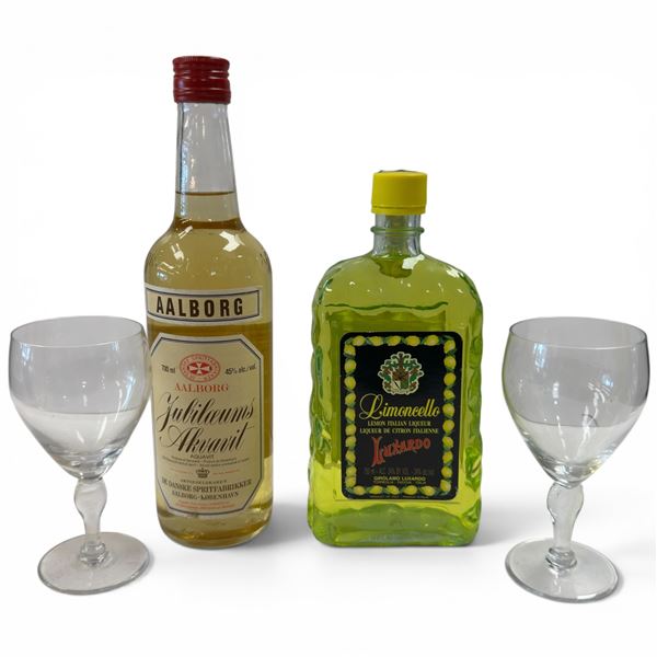Limoncello Riccardo 700ml 24% + Aalborg Akvavit 700ml 45% - Italian Lemon & Danish Caraway