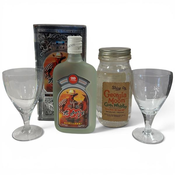 Georgia Moon 750ml 40% + Chinese Grain Spirit 350ml 38% - Corn Whiskey & Asian Baijiu Pair
