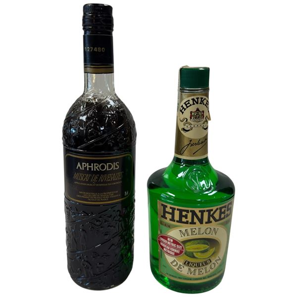 Henkes Melon 750ml 25% + Aphrodis Muscat 750ml 15.2% - Dutch Melon & French Muscat Liqueurs
