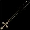 Image 1 : New 18KT Gold Plated CZ Cross Pendant  Necklace - Cross is 28mm x 40mm - 18" chain