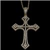 Image 2 : New 18KT Gold Plated CZ Cross Pendant  Necklace - Cross is 28mm x 40mm - 18" chain