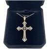 Image 3 : New 18KT Gold Plated CZ Cross Pendant  Necklace - Cross is 28mm x 40mm - 18" chain