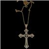 Image 4 : New 18KT Gold Plated CZ Cross Pendant  Necklace - Cross is 28mm x 40mm - 18" chain